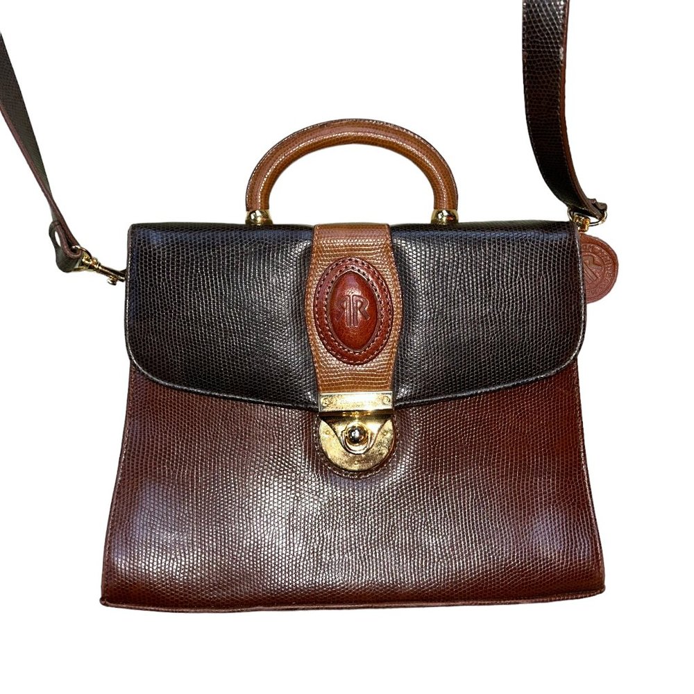 rina rich INCREDIBLE all weather two tone top handle cross body purse bag 8x10"